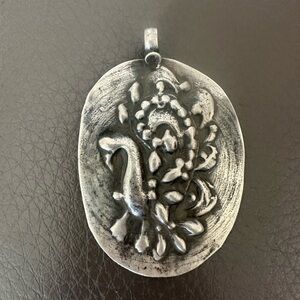 Silver Pendant with Peacock Intricate Design- 30% off